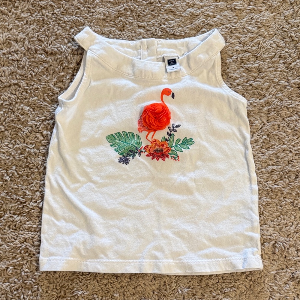 Flamingo Print White Kids Tank Top